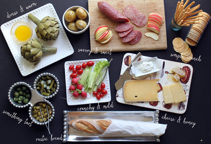 Appetizers for dinner spread